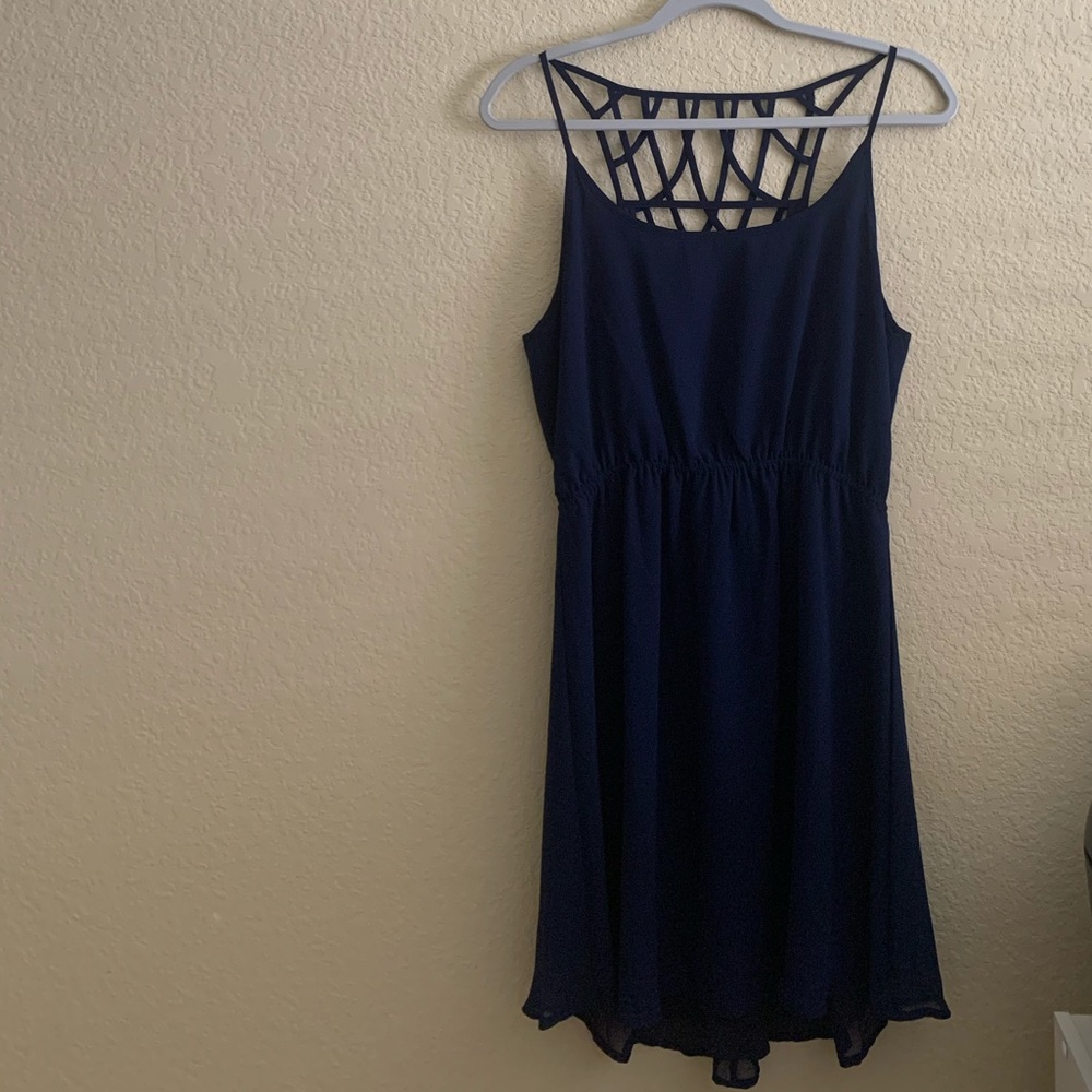 Navy blue open back dress